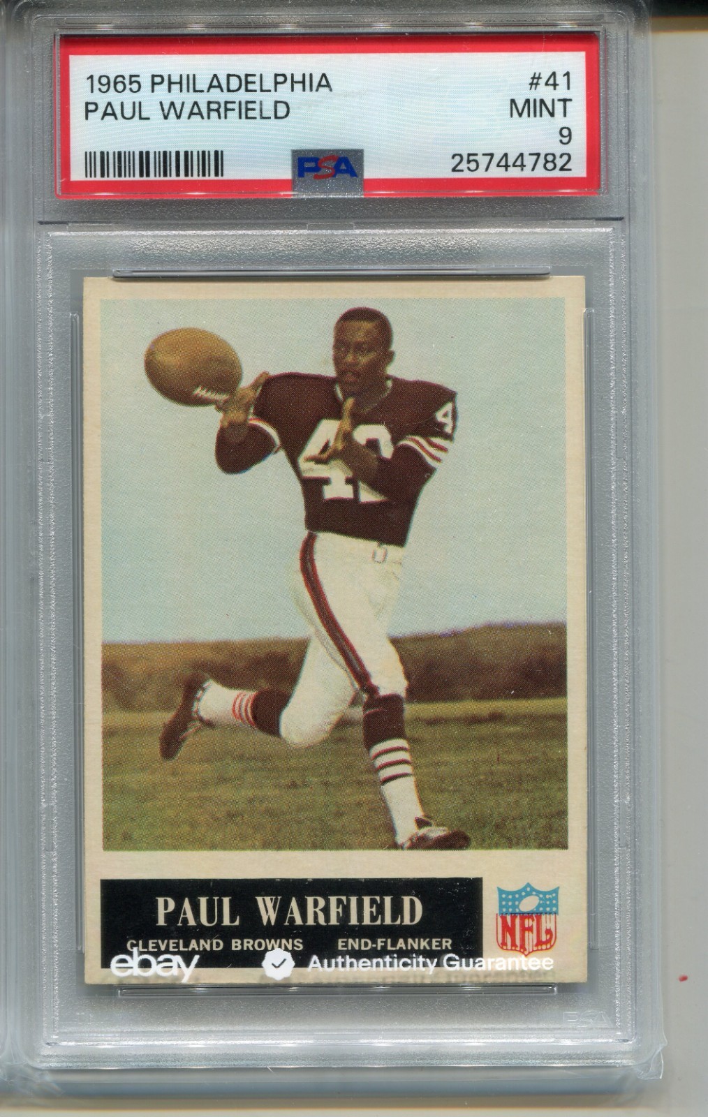1965 Philadelphia Paul Warfield Rookie Card PSA 9 MINT Graded Football #41