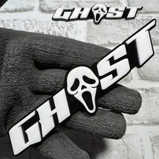 2pcs  GHOST Emblem Black White Car Side Fender Trunk Grill Badge Decal Sticker