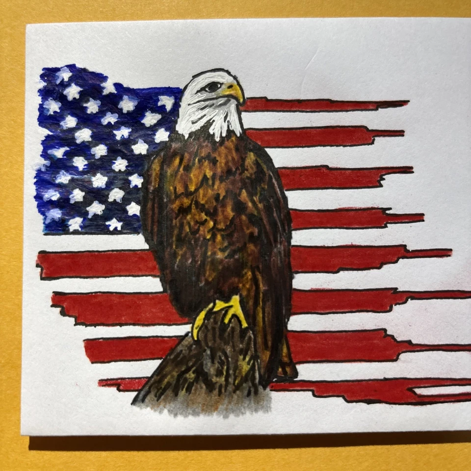 2025 US Flag Forever Stamp C109 American Eagle & US Flag FDC/OOAK - Image 2 of 4