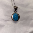 VINTAGE MEXIKO STERLINGSILBER & TÜRKIS ANHÄNGER MIT 20 Zoll Kette KETTE