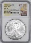 2025-P PCGS MS70 American Silver Eagle One of First 50,000 Issued EAGLE PRIVY