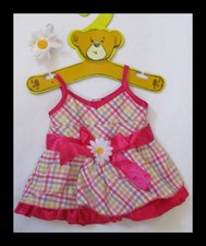 Build A Bear Workshop Fuchsia Pink Gingham Dress with Daisy Earbow