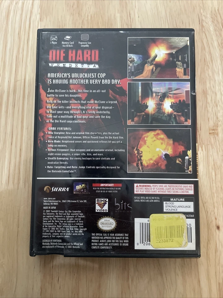 Die Hard: Vendetta (Nintendo GameCube, 2002) - CIB Complete - Tested Working - Image 2 of 4
