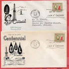 Canada Petroleum OIL Centenary 2 diff Cachet FDC Cover