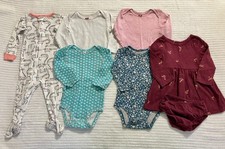 Lot of 6 Toddler Girls 12M Carters Fall Winter Spring Clothes Dress Shirt PJs