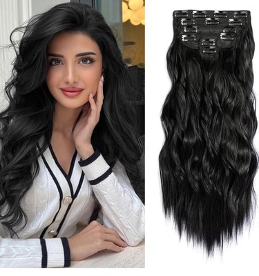 Dowugie Black 6 Piece Clip In Hair Extensions C462
