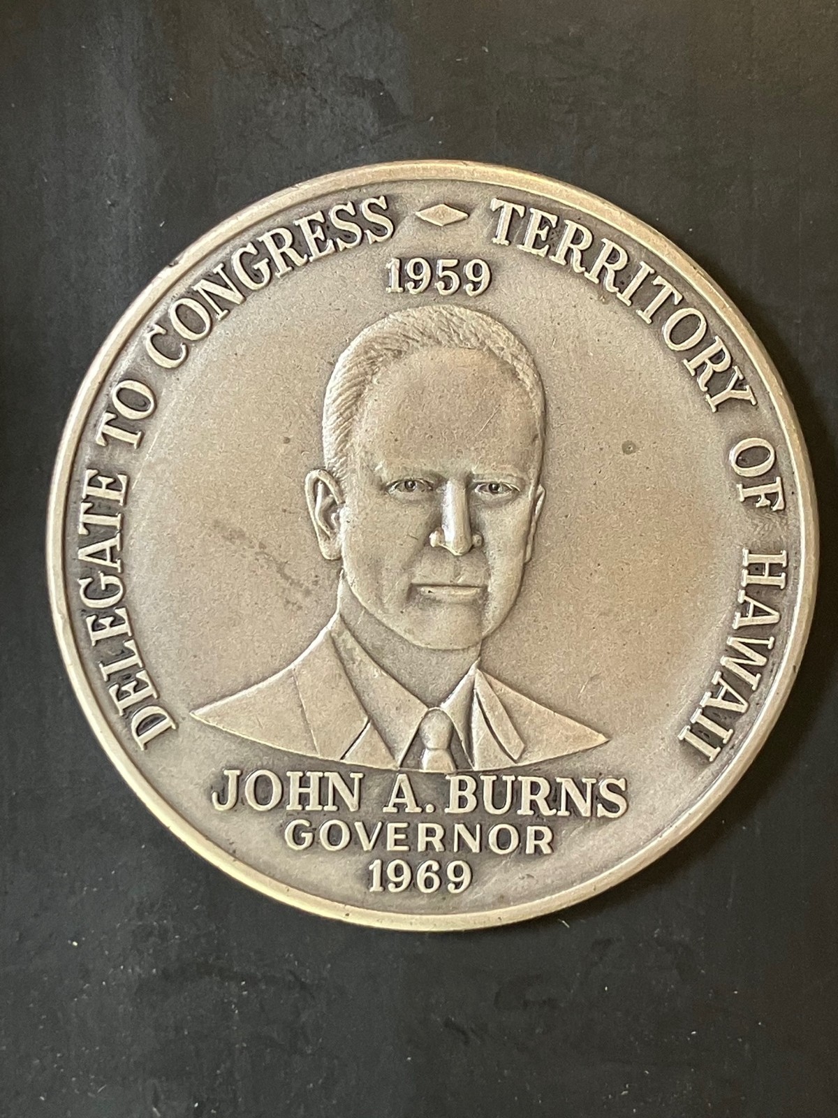 John Burns Hawaii Statehood Decennial Medallion - Sterling Silver (Rare!)