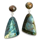 Jay King Sterling Silver Labradorite & Sunstone Reversible Earrings, 1"