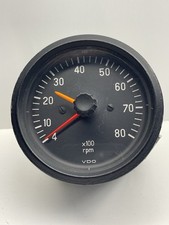 Vintage Tachometer Vdo Cockpit 8000 Rpm Made In Usa Black Face 3 38