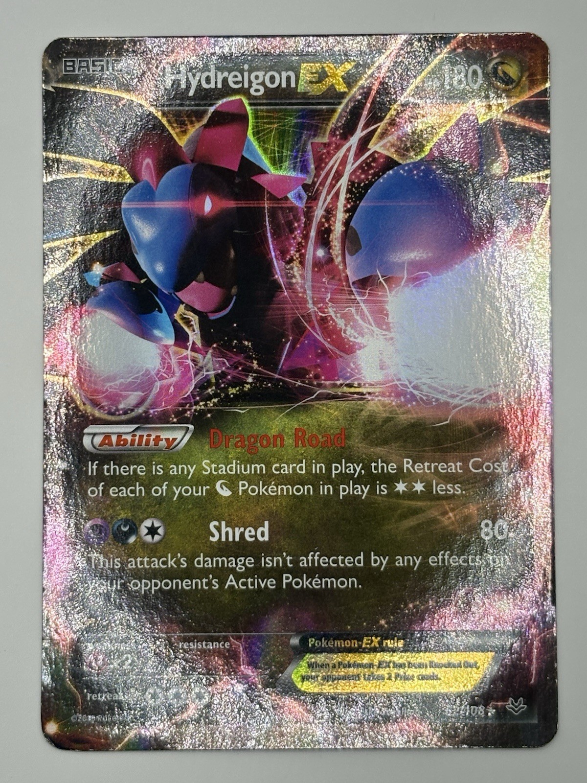 Hydreigon EX 62/108 Holo EX Rare Roaring Skies Pokemon Lightly Played