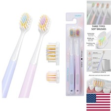 Gentle Manual Toothbrush for Adults - 2PCS Ultra Soft Bristles, Travel Ready