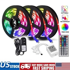 16.4FT RGB Led Strip Lights Waterproof Flexible with 44 Keys Remote 12V US Power