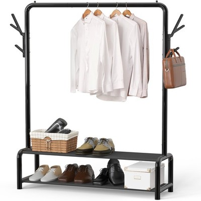 Simple Houseware 52-Inch Freestanding Closet Garment Rack with Storage Shelves a