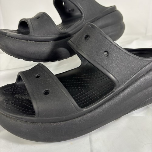 Crocs Unisex Classic Crush Sandal Platform Black Two Strap Women’s 8/ Men 6 - Picture 5 of 8
