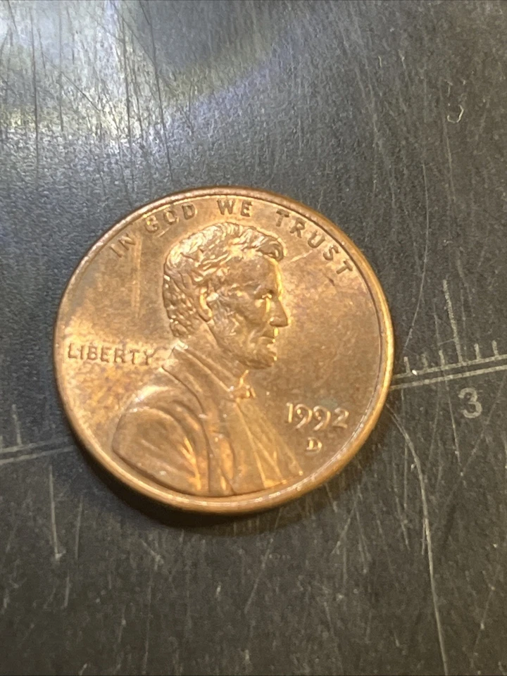 Lincoln Penny 1992 D doble matriz Foto 3 de 4