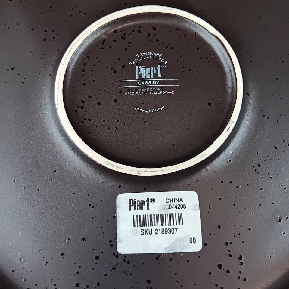 Juego de 4 platos de gres Pier 1 Cassidy marrón azul verde vajilla Foto 4 de 4