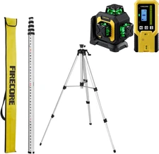 Laser Tripod, Grade Rod & 3X360° Self Leveling Laser Level with Receiver Combo S