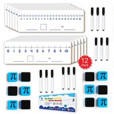 12-Pack Double-Sided Dry Erase Number Line White Boards - 4"x12" Elementary N...