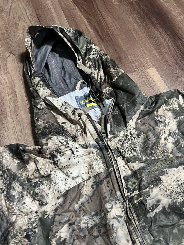 Cabelas Space Rain Dry-Plus Jacket Mens 2XL Camo Full Zip Hooded Packable - Image 2 of 4