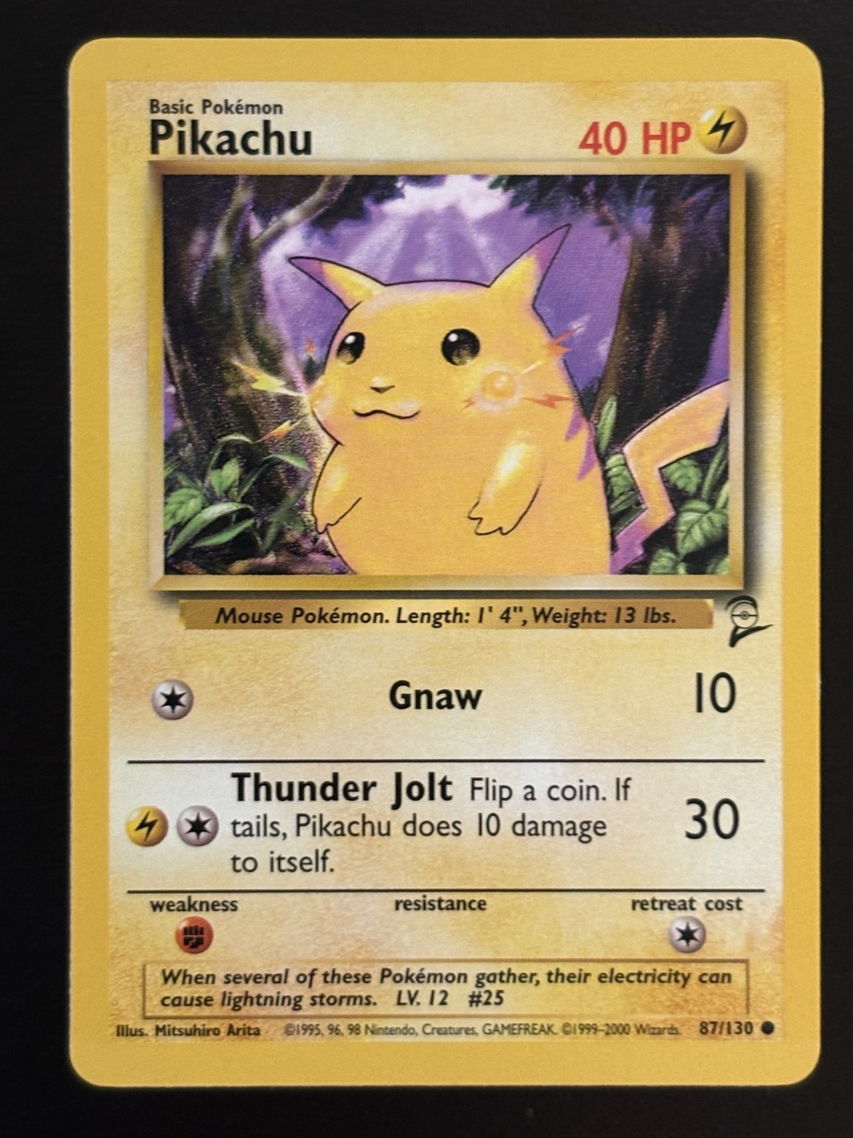 Pikachu 87/130 Base Set 2 Pokemon 2000 Regular Common LP