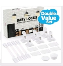 10 BABY SAFETY LOCKS For Cabinets, Doors and Drawers TWO DIFFERENT LOCK TYPES