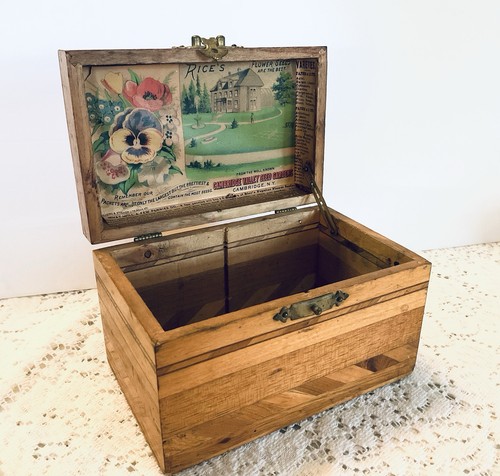 Antique Rice's Flower Seeds Box-Cambridge NY Pansy Small Box Rare