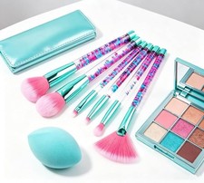 Glitter Makeup Brush Set for Teens, Unicorn Foundation Blush Fan Lip Highligh...