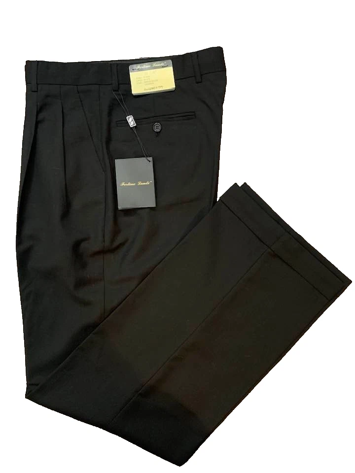 🔥🔥🔥 Fortino Landi Men's Dress Pants - Black + Free Dress Socks