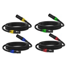 XLR Cables - 4 Pack Gold-Plated 3-pin XLR Speaker  Mic Cables, Balanced Male...