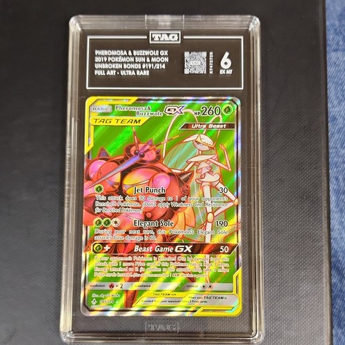 Pokemon TCG Pheromosa & Buzzwole GX TAG TEAM Full Art Holo 191/214