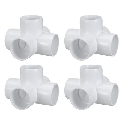 4Pcs 1 1/2'' Elbow Fitting, SCH40 5-Way Cross Furniture Grade Pipe Fitting