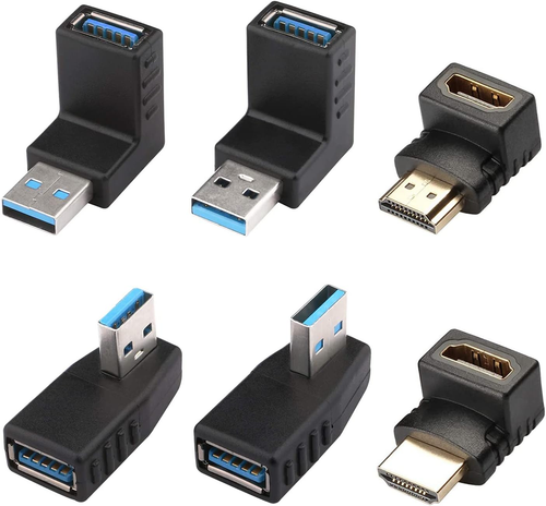 Adattatore USB 3.0 Angolato 90° – Maschio A A Femmina A – Giunto Nero Da 2cm