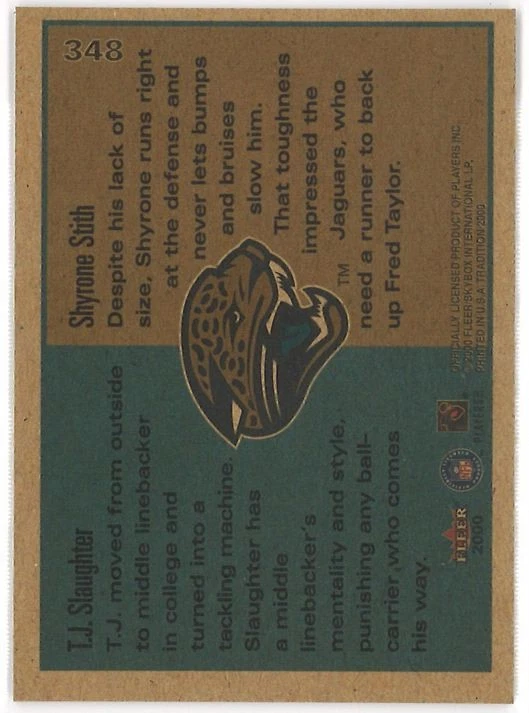 2000 Fleer Tradition - #348 Rookies to Watch Shyrone Stith, T.J. Slaughter (RC) - Image 2 of 2