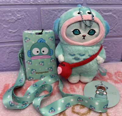 MOFUSAND Katze Hangyodon Sanrio Plüsch Kuschel & Ausweis Schlüsselband