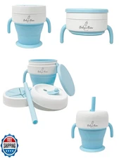 Baby's Brew The 2 in 1 Collapsible Snack and Straw Cup -Blue