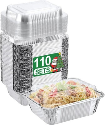 110 Pack 5x4 Disposable Small Aluminum Pans with Dome Lids - 1lb-Mini-Aluminu...