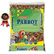 Premium Parrot Bird Food Seeds, with Probiotics, 8 Lb. Bag, Dr