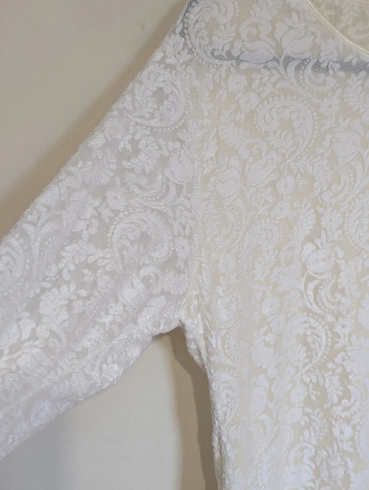 Top Christie Jill Terciopelo Burnout Talla XL Blanco/Marfil Floral Delicado Novia Foto 3 de 4