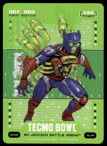 Bo Jackson Battle Arena TECMO BOWL BOBA Hot Rod Glow SP Green Battlefoil