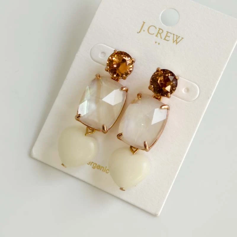 Nuevos pendientes colgantes de corazón de cristal Jcrew de 5 cm elegantes para mujer fiesta vacaciones joyería regalo Foto 2 de 4