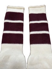 VTG 80's Twin City Tube Socks 15" Acrylic Kids 6-10 Striped NOS Burgundy 90s