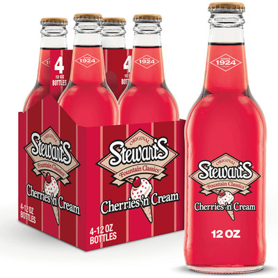 Stewart's Cherries 'n Cream Soda 12 Pack Glass Bottles