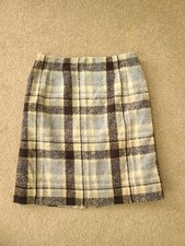 Talbots Vintage Black Gray Tan Plaid Knee Length Lined Wool Blend Skirt 6