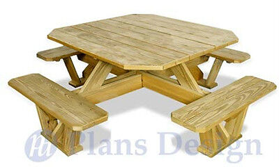 Traditional Square Picnic Table / Benches Woodworking ...