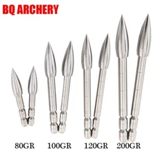 12PCS Arrowheads Target Point Carbon Steel Broad Head 80/100/120/150/200Grain