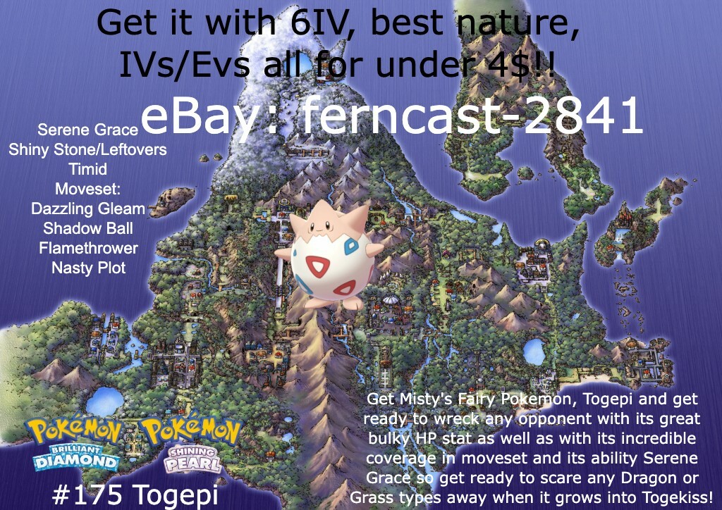 Pokemon Brilliant Diamond and Shining Pearl Shiny Togepi 6IV 