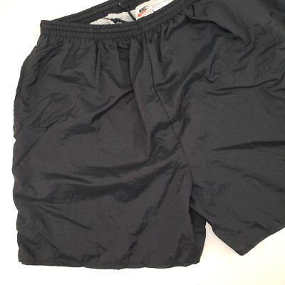 Vintage 90s White Tag Nike Swim Trunks Black Silver Mens Large