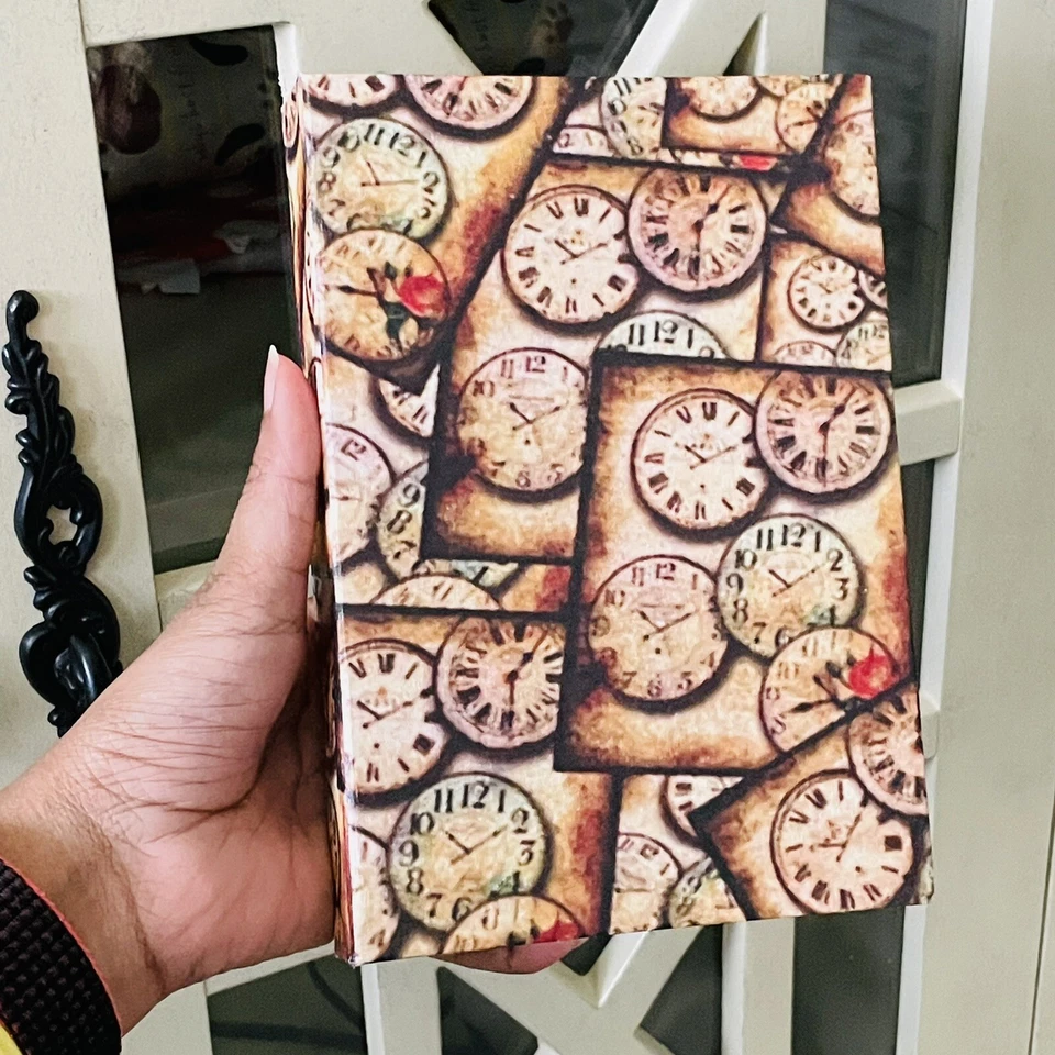 Handmade Journal Hard cover Book Vintage Clocks print Notebook, 7x5 Cotton paper - Image 2 of 4