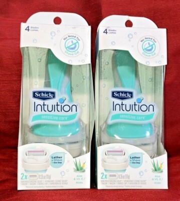 2 Packs Of Schick Intuition Sensitive Care Natural Aloe Women's Razor 2 Refills