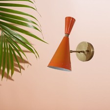 1950's Mid Century Handmade Brass Italian Diabolo Wall Sconce Light Fixture